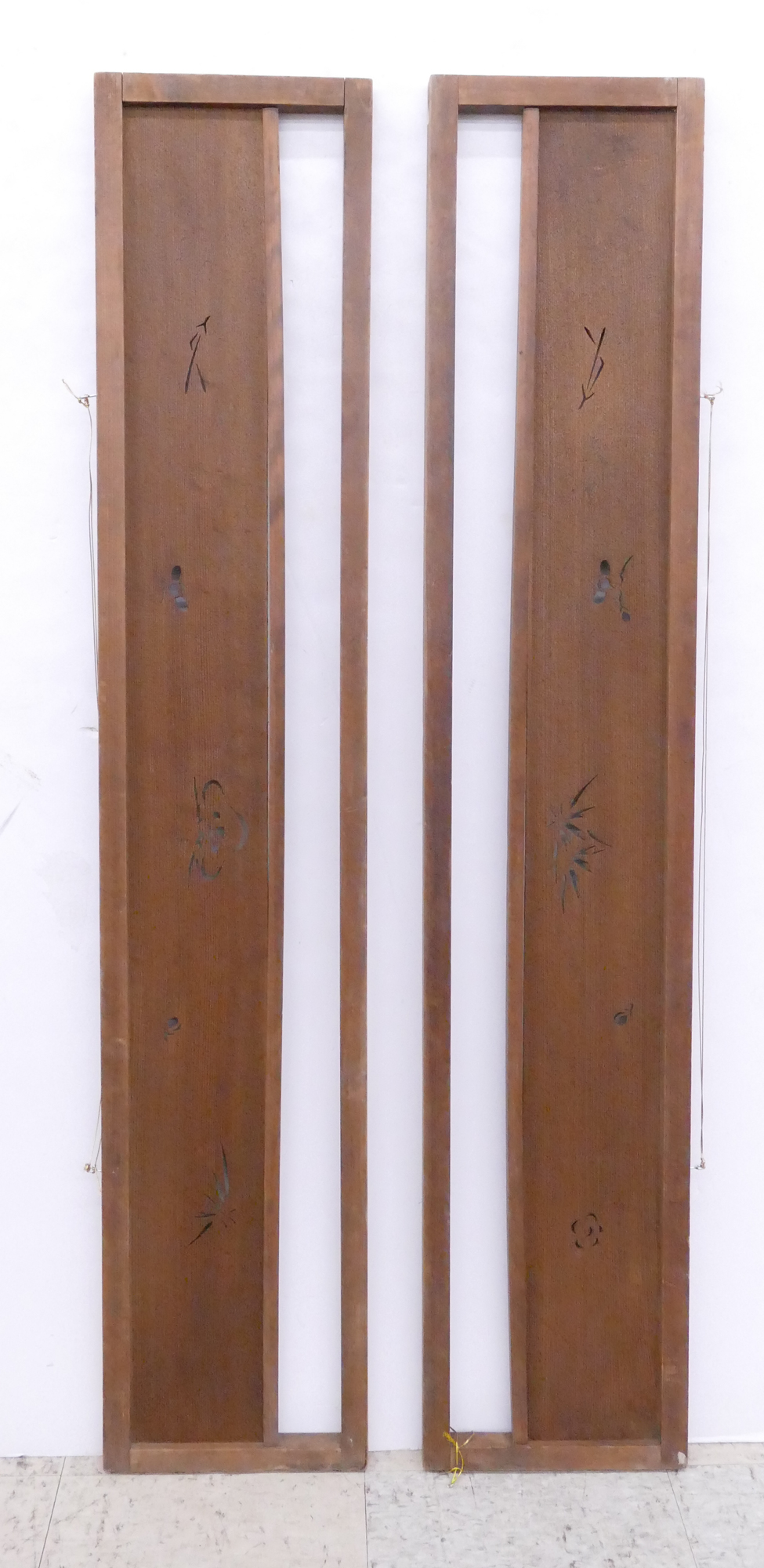 Appraisal: Pair Taisho Japanese Hanging Transom Panels- x ''