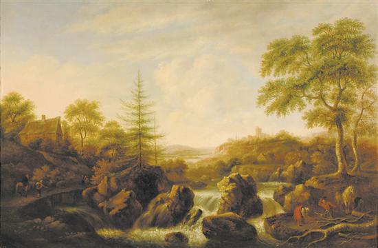 Appraisal: John Rathbone attributed to British - DUTCH LANDSCAPEoil on canvas