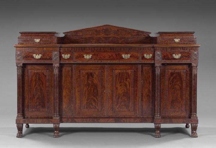 Appraisal: Fine American Classical Figured Mahogany Sideboard probably Baltimore or Philadelphia