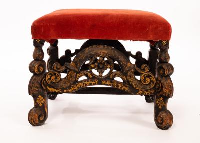 Appraisal: A William and Mary stool the black lacquer base with