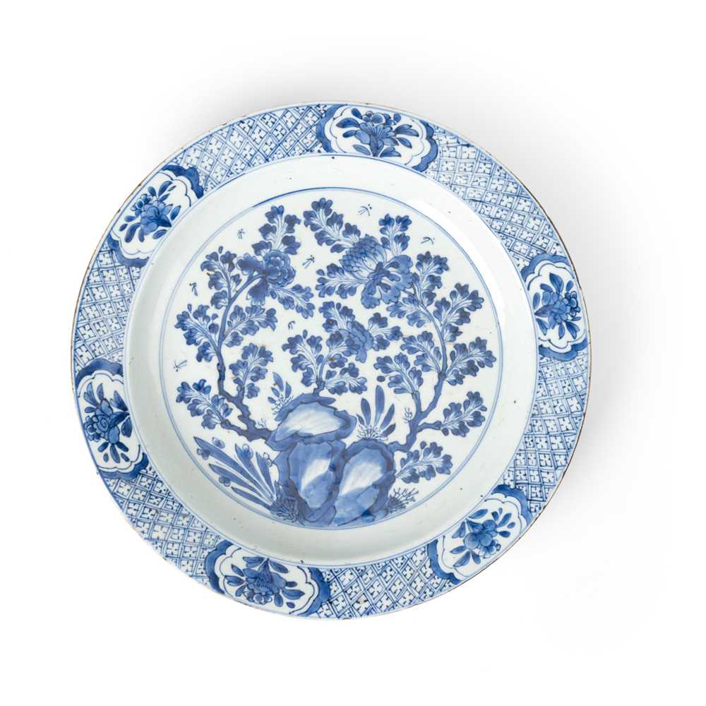 Appraisal: LARGE BLUE AND WHITE 'FLOWER' PLATE QING DYNASTY KANGXI PERIOD