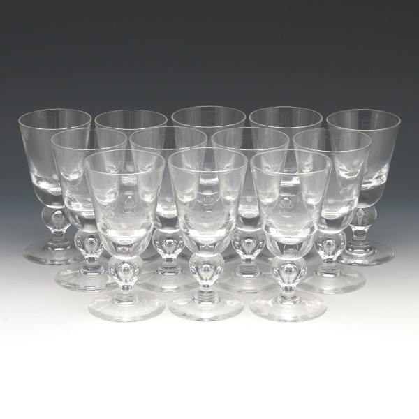 Appraisal: TWELVE STEUBEN RED WINE GLASSES WITH CONTROLLED BUBBLE Deep bowl