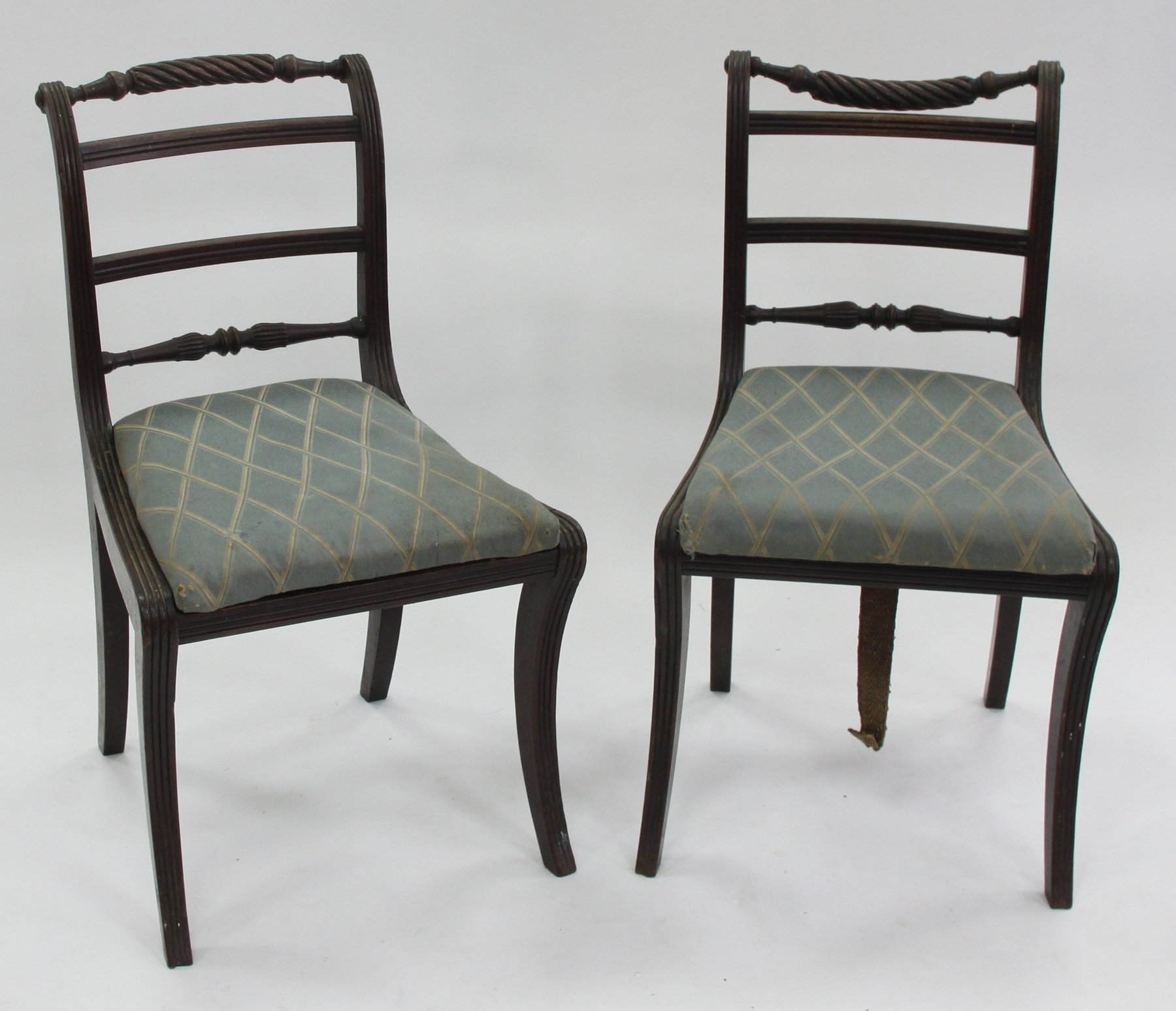 Appraisal: A pair of Regency style rope back dining chairs on