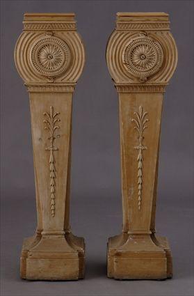 Appraisal: PAIR OF GEORGE III PINE PEDESTALS Each square top over