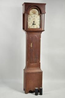 Appraisal: S Hoadley Grain Painted Tall Case Clock Country grain painted