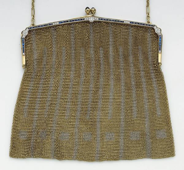 Appraisal: A diamond and sapphire purse weighing approximately grams purse in