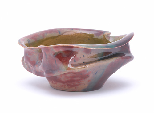 Appraisal: GEORGE OHR Open and squashed vessel with folded and rounded