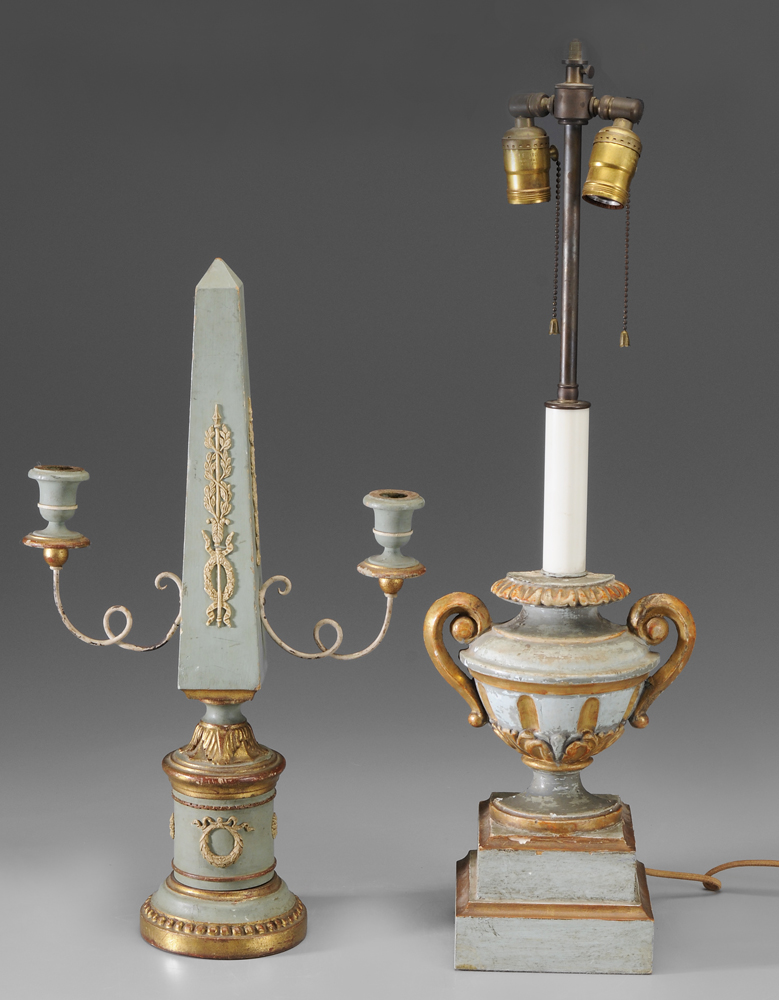 Appraisal: Two Italian Neoclassical Style Lamp Bases Continental th century both