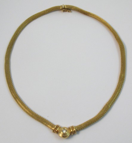 Appraisal: DIAMOND AND FOURTEEN KARAT GOLD NECKLACE in length and set