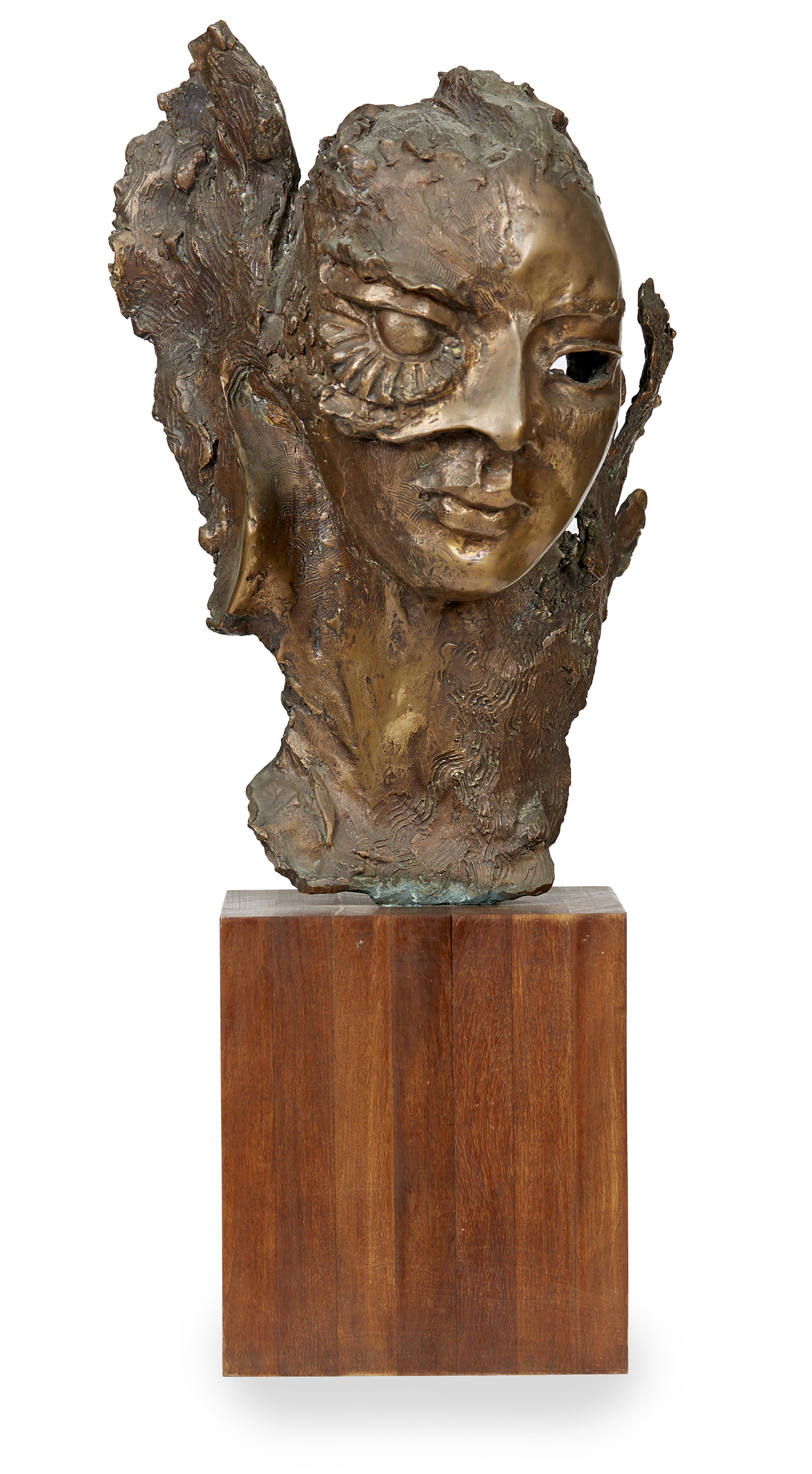 Appraisal: A BRONZE SCULPTURE OF A MASKED FACE ARTIST UNKNOWN cm