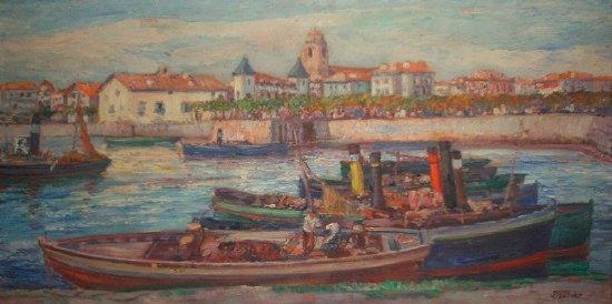 Appraisal: Louis Benjamin V FloutierBoats at Harboursignedoil on panel cm x