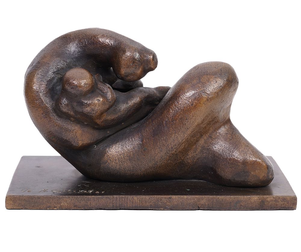 Appraisal: Manuel Carbonell Bronze 'Mother Child' Manuel Carbonell Cuba - Reclining