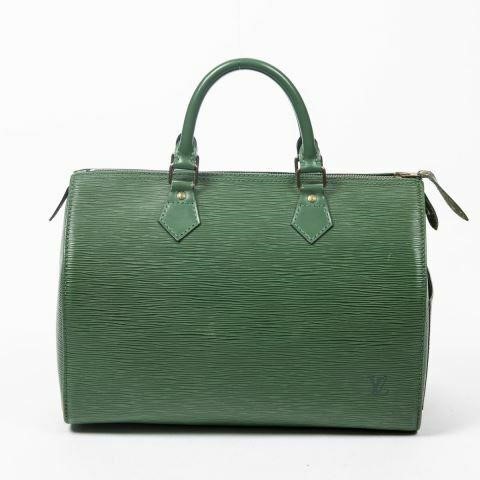 Appraisal: Louis Vuitton Speedy handbag in green Epi leather with brass