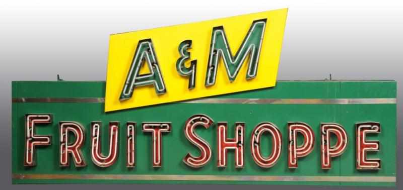 Appraisal: Porcelain Neon A M Fruit Shoppe Sign Description Neon needs