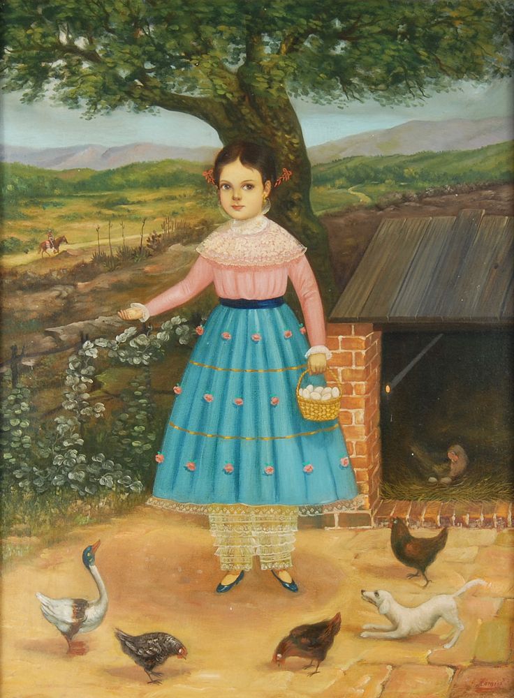 Appraisal: FRAMED PAINTING South American Mexican Late th CenturyGirl in a