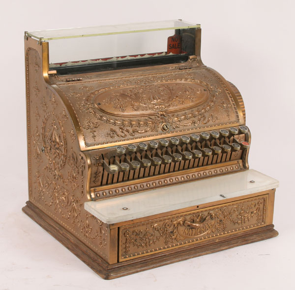 Appraisal: Antique National Cast Brass Cash Register serial S latest patent