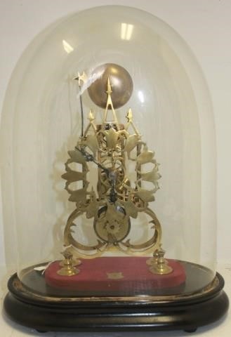 Appraisal: TH C BRASS SKELETON CLOCK FUSEE MOVEMENT CATHEDRAL STYLE WITH