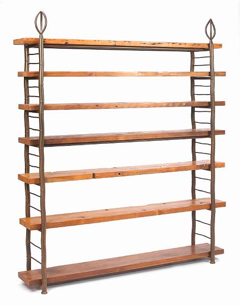 Appraisal: Eric Powell American born open bookcase steel and Douglas fir