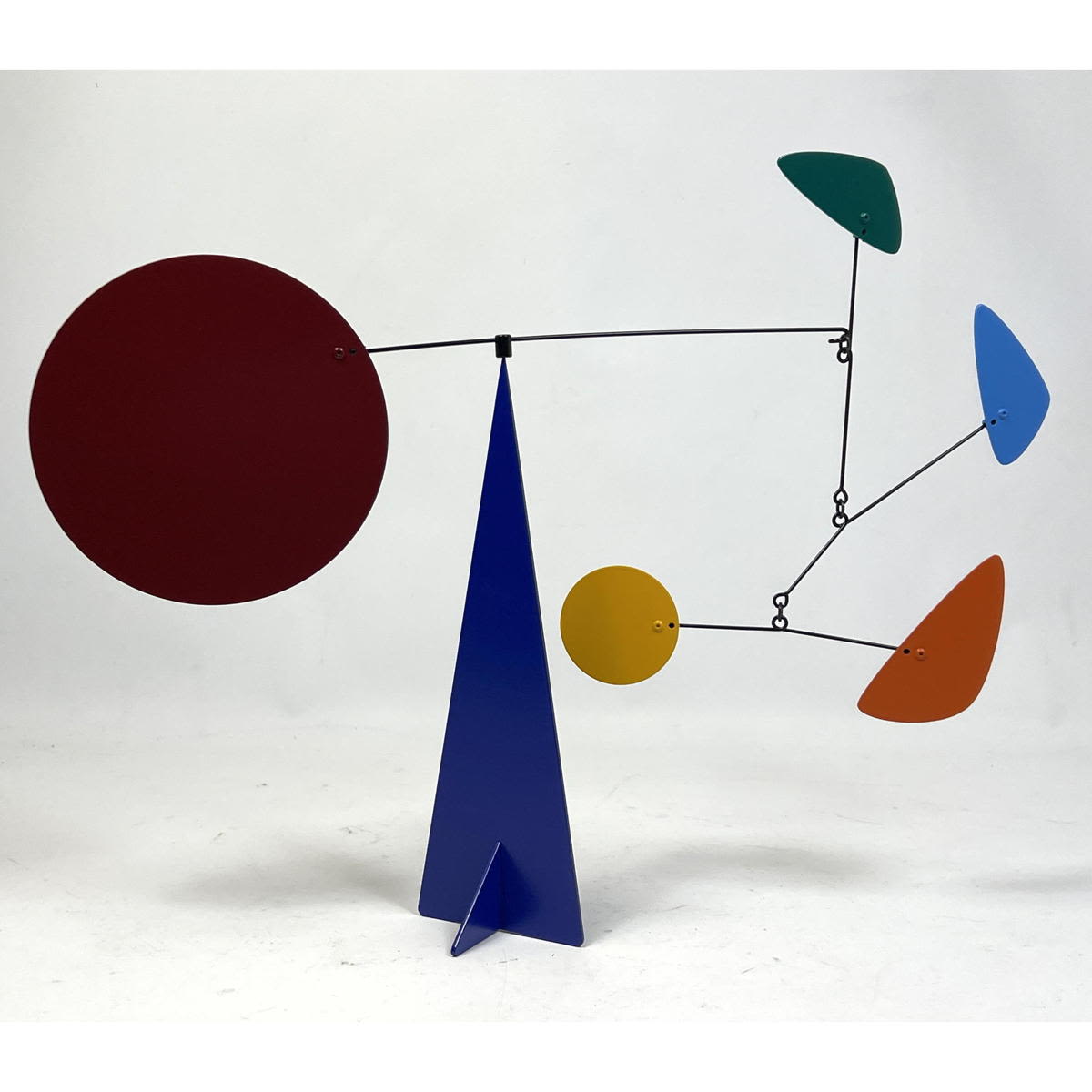 Appraisal: Small Table Top Metal Kinetic Sculpture Stabile Mobile Colorful paddles