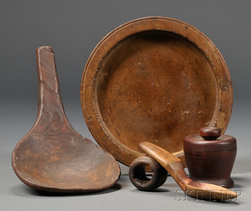 Appraisal: Five Assorted Carved and Turned Treen Items th century a