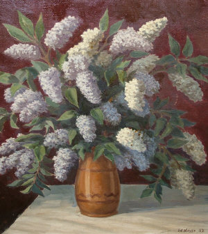 Appraisal: E Masse early-mid th century- Still life of flowers oil