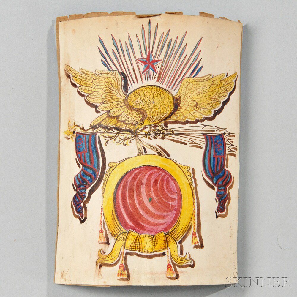 Appraisal: Paper with Militia Emblem c early th century an eagle