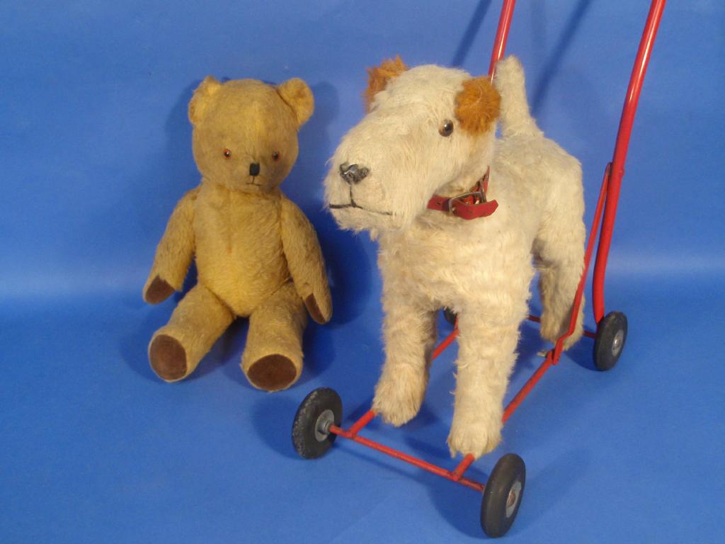 Appraisal: A Pedigree Teddy bear and a push along Dog