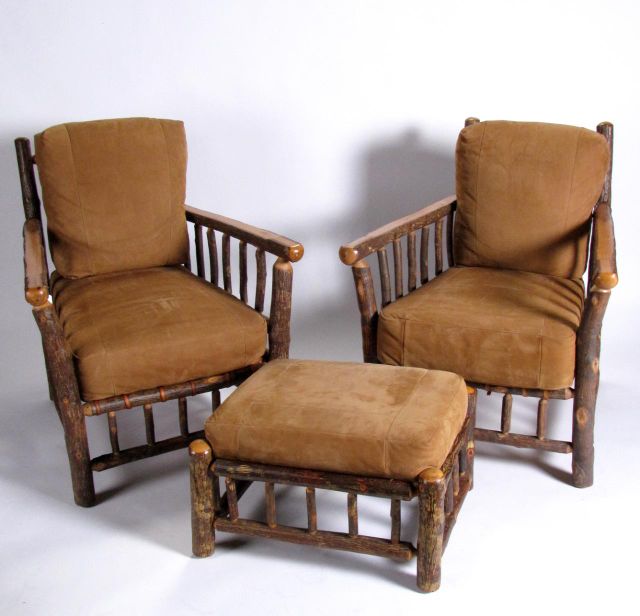 Appraisal: Pair of Old Hickory lounge chairs with ottomans the Grove