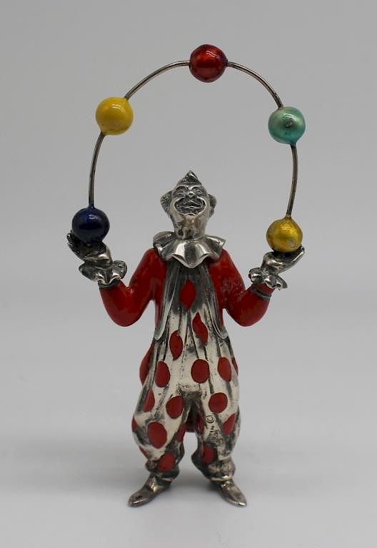 Appraisal: STERLING Tiffany Co Sterling and Enamel Clown Includes a Tiffany