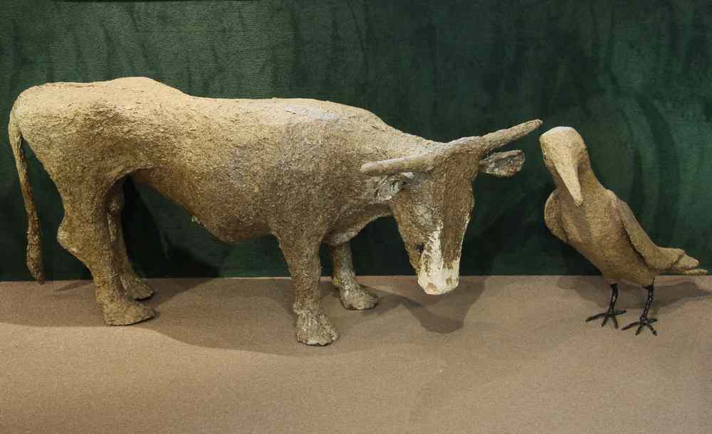 Appraisal: PAPIER MACHE SCULPTURES - Large Figure of a Standing Bull