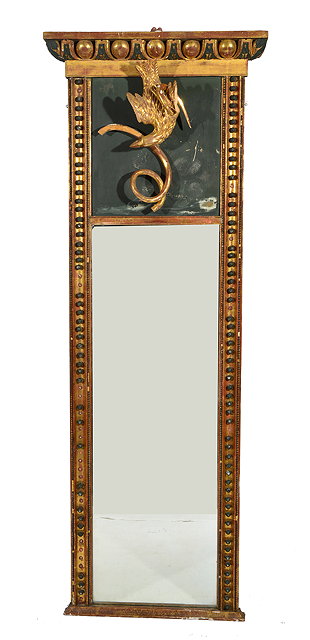 Appraisal: A TH CENTURY PAINTED AND PARCEL GILT PIER GLASS with