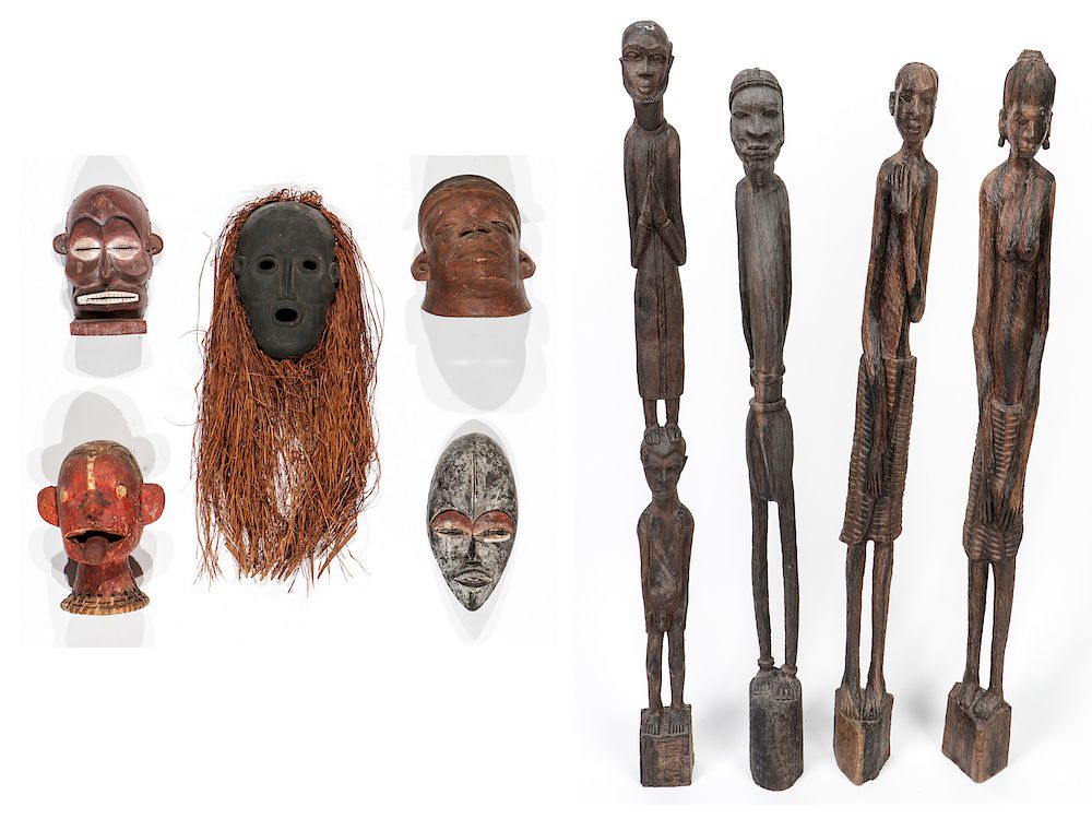 Appraisal: Group of African Tribal Masks and Statues Group of African