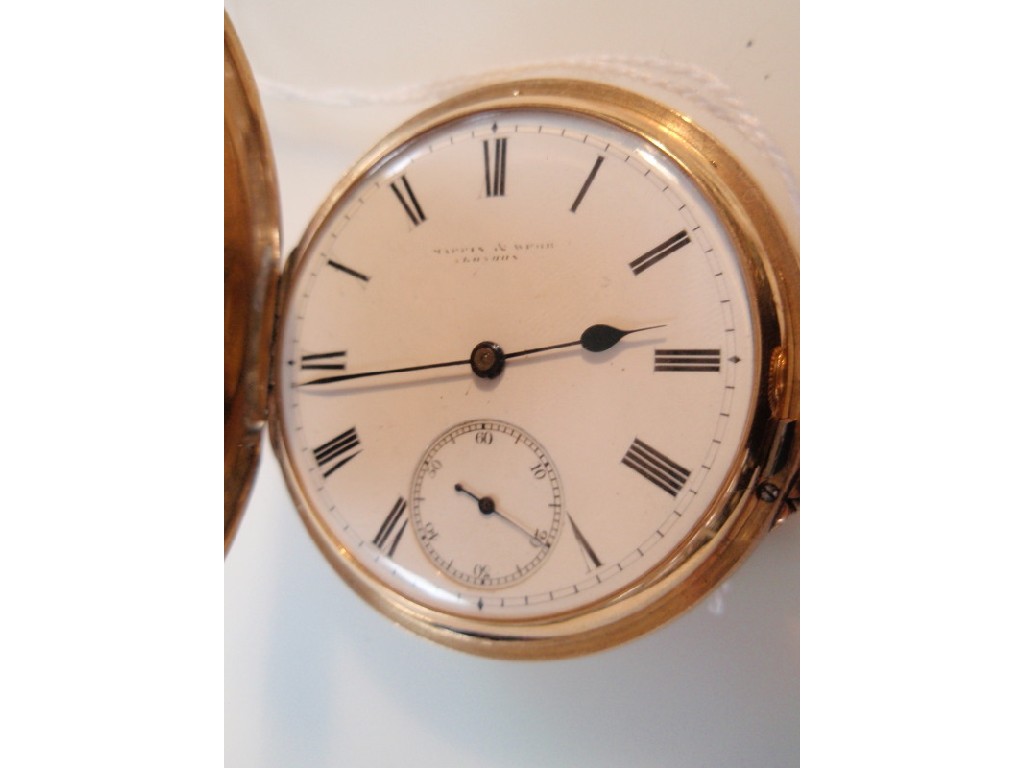 Appraisal: An ct gold hunter pocket watch with subsidiary seconds ring