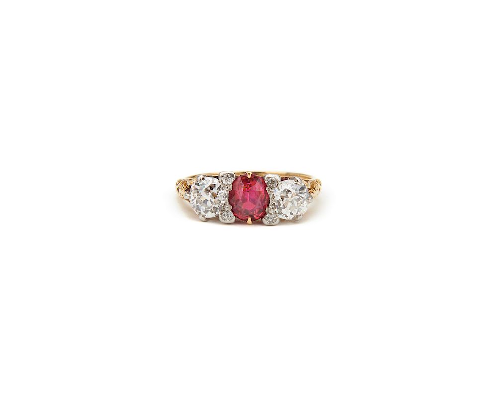 Appraisal: K Gold Platinum Ruby and Diamond Ring K Gold Platinum