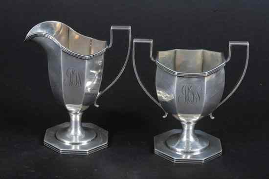 Appraisal: ALBERT J GANNON STERLING SILVER CREAMER AND SUGAR c -