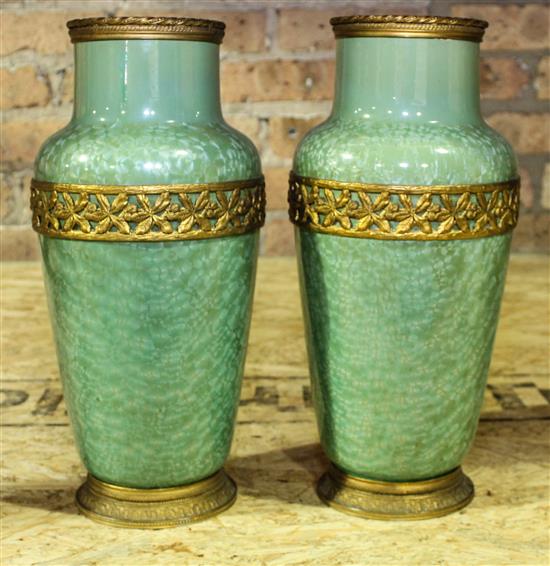 Appraisal: Sale Lot A Pair of Serrauguemenes Ceramic Vases with gilt