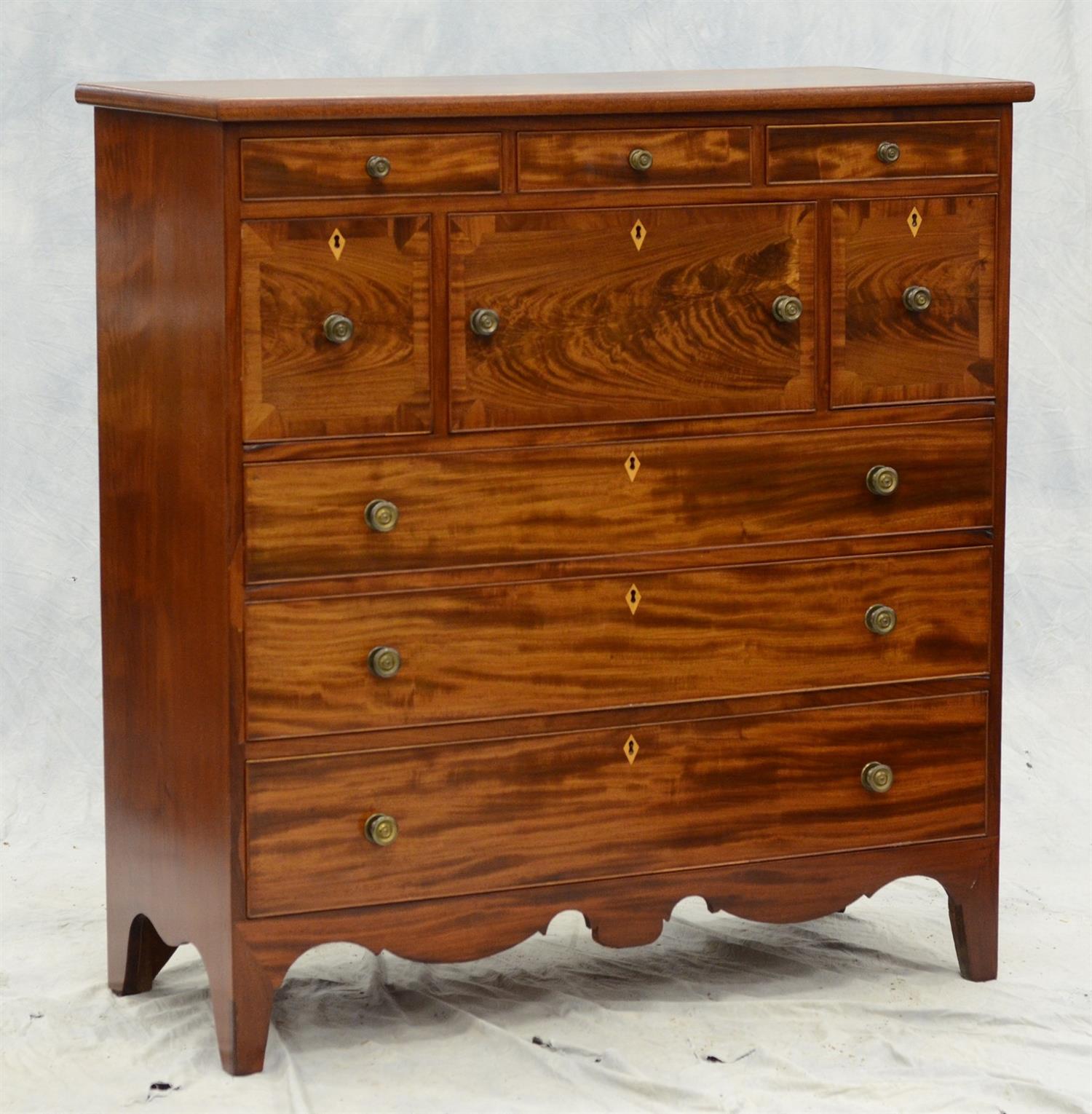 Appraisal: Mahogany Hepplewhite New York bureau three shallow over three deep