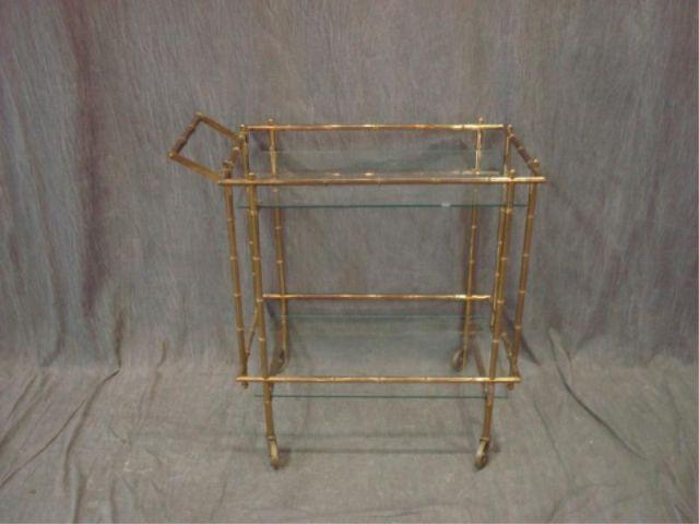 Appraisal: Brass Bamboo Form Tea Trolley From a New Rochelle home