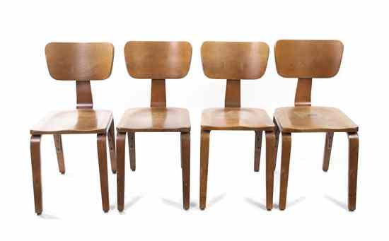 Appraisal: A Set of Seven Bentwood Side Chairs Thonet having formed