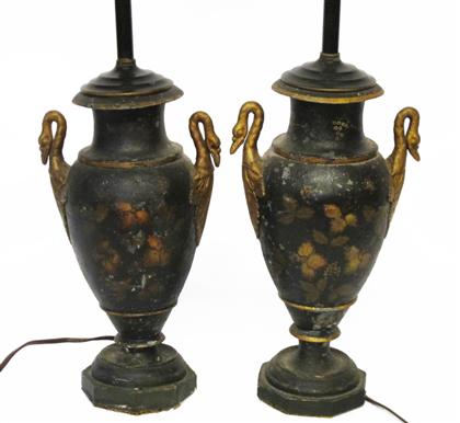 Appraisal: Pair of French Empire painted metal urns th century