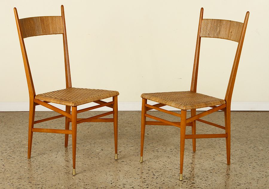 Appraisal: PAIR ITALIAN RATTAN SIDE CHAIRS MANNER GIO PONTI A pair