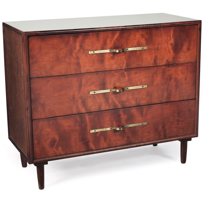 Appraisal: Tommy Parzinger for Willow Reed cabinet three drawers with brass