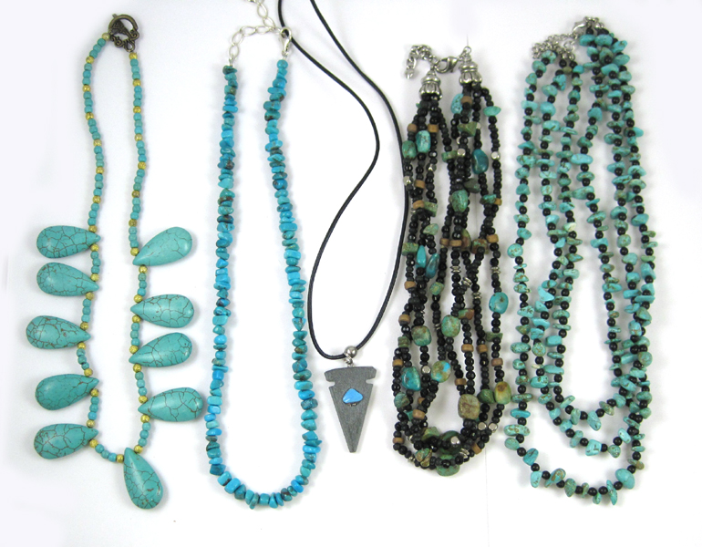 Appraisal: COLLECTION OF FIVE TURQUOISE NECKLACES including a inch -strand necklace