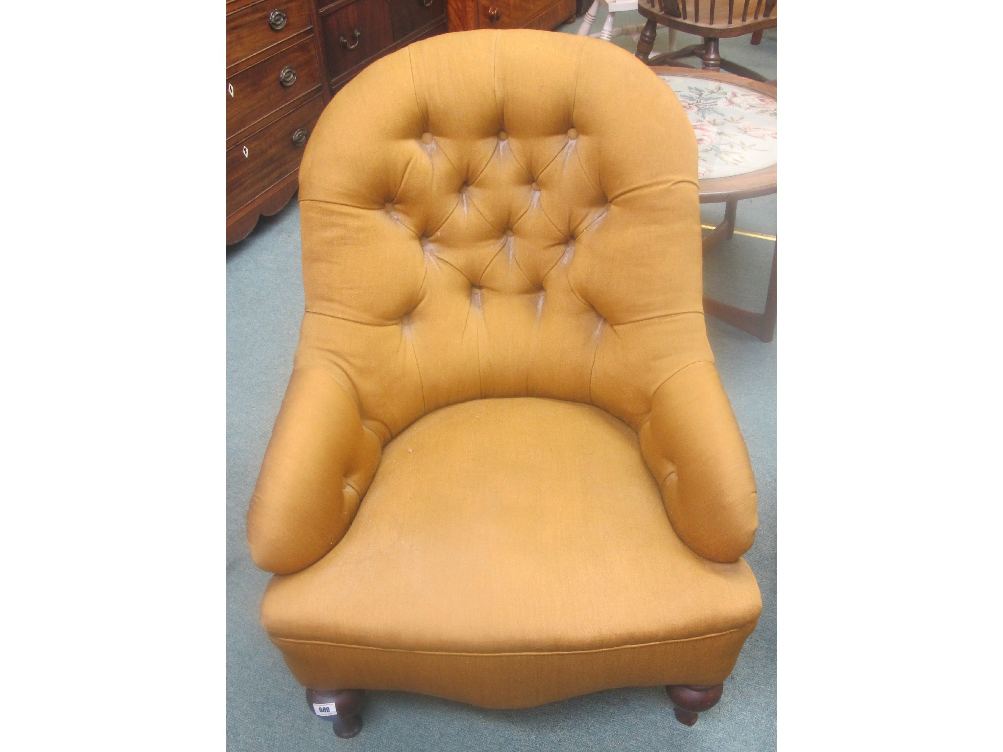 Appraisal: A button back upholstered nursing chair