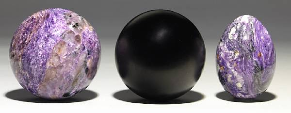 Appraisal: Group of Three Russian Objects Including a charoite sphere from