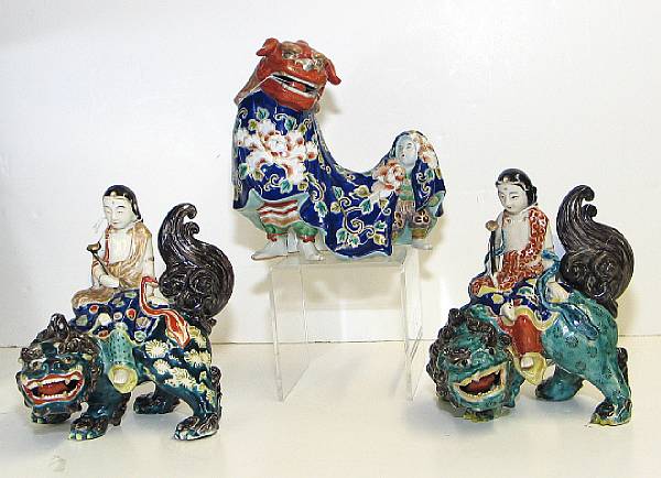 Appraisal: Three Kutani porcelain figures Meiji Taisho Period The first two