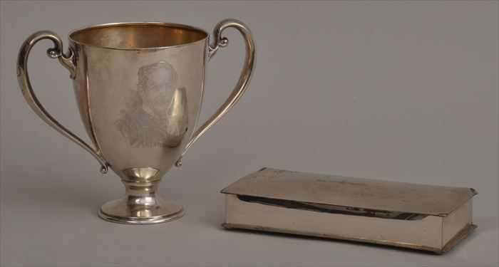 Appraisal: TIFFANY CO SILVER PRESENTATION TWO-HANDLED CUP AND A CIGARETTE BOX