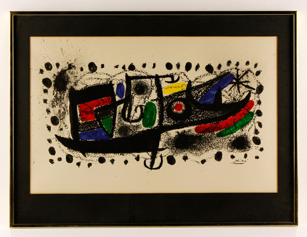 Appraisal: - Miro Abstract Lithograph on Paper Joan Miro abstract lithograph