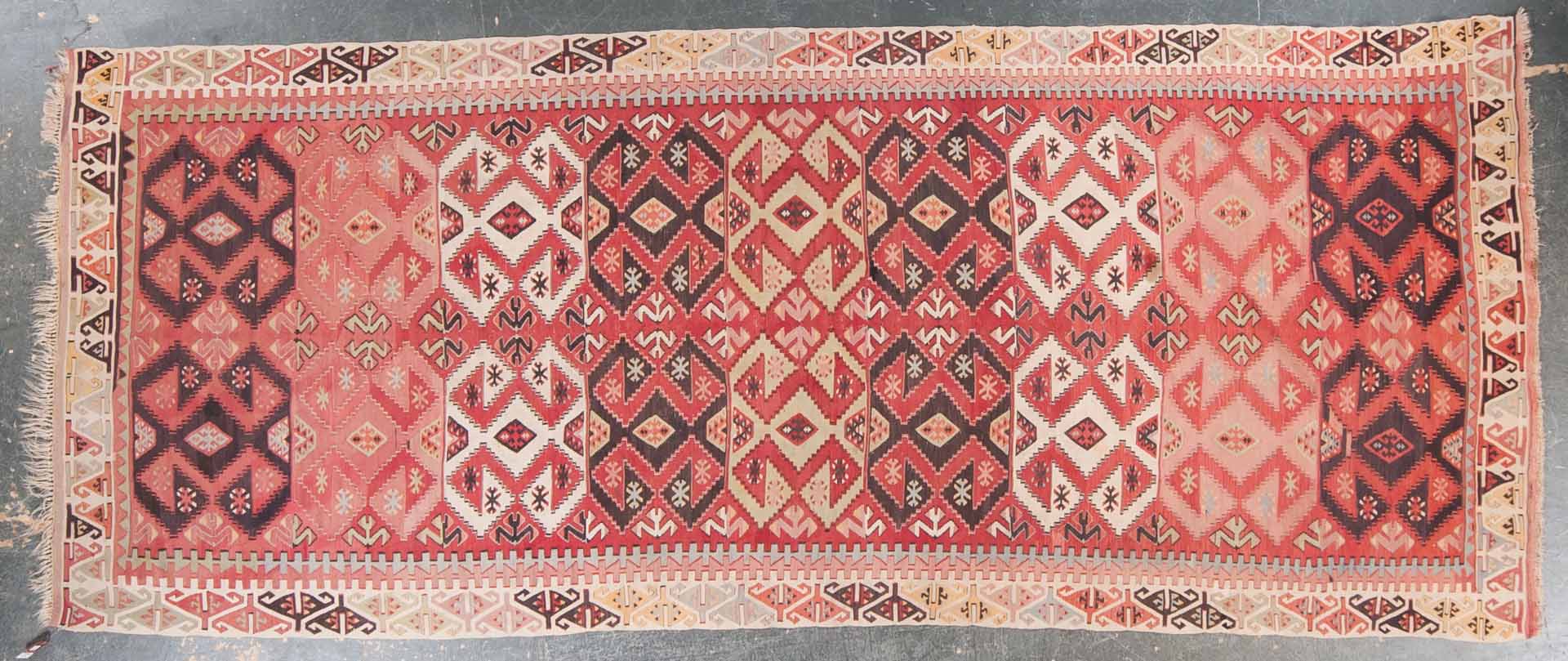 Appraisal: Semi-antique Turkish Kelim Gallery rug Turkey circa approx x