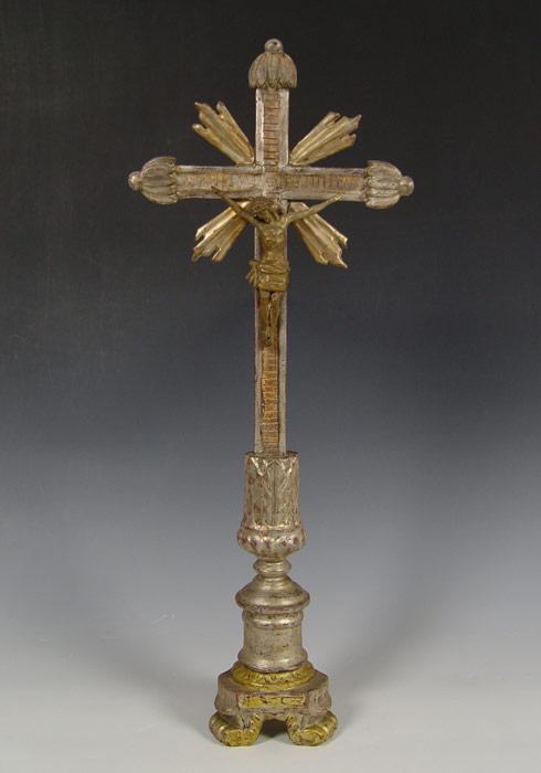 Appraisal: EARLY TH C SILVER AND LEMON-GOLD GILT CARVED CRUCIFIX Free